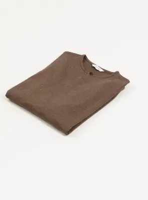 1 Button T-Shirt in Heather Chocolate Cotton & Elastane — photo 3