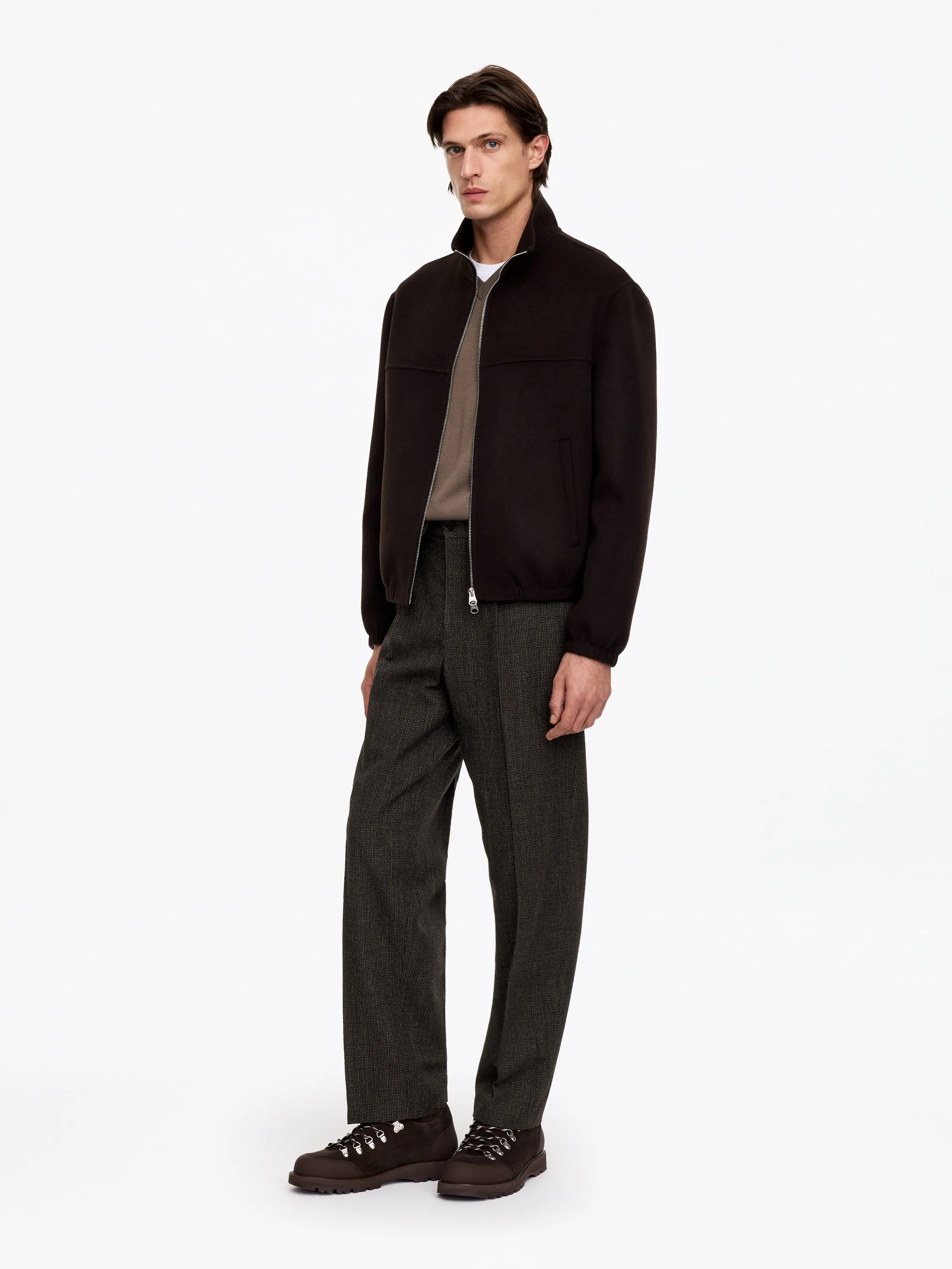 Pantalon large en laine - Marron