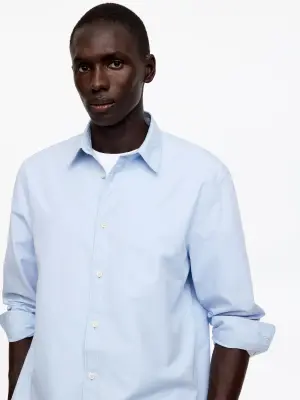 Chemise en coton et lyocell - Bleu clair/Rayures — photo 2