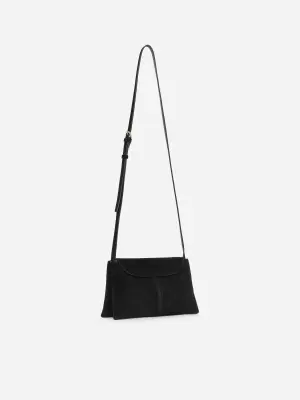 Sac bandoulière en croûte de cuir suédé - Noir — photo 2