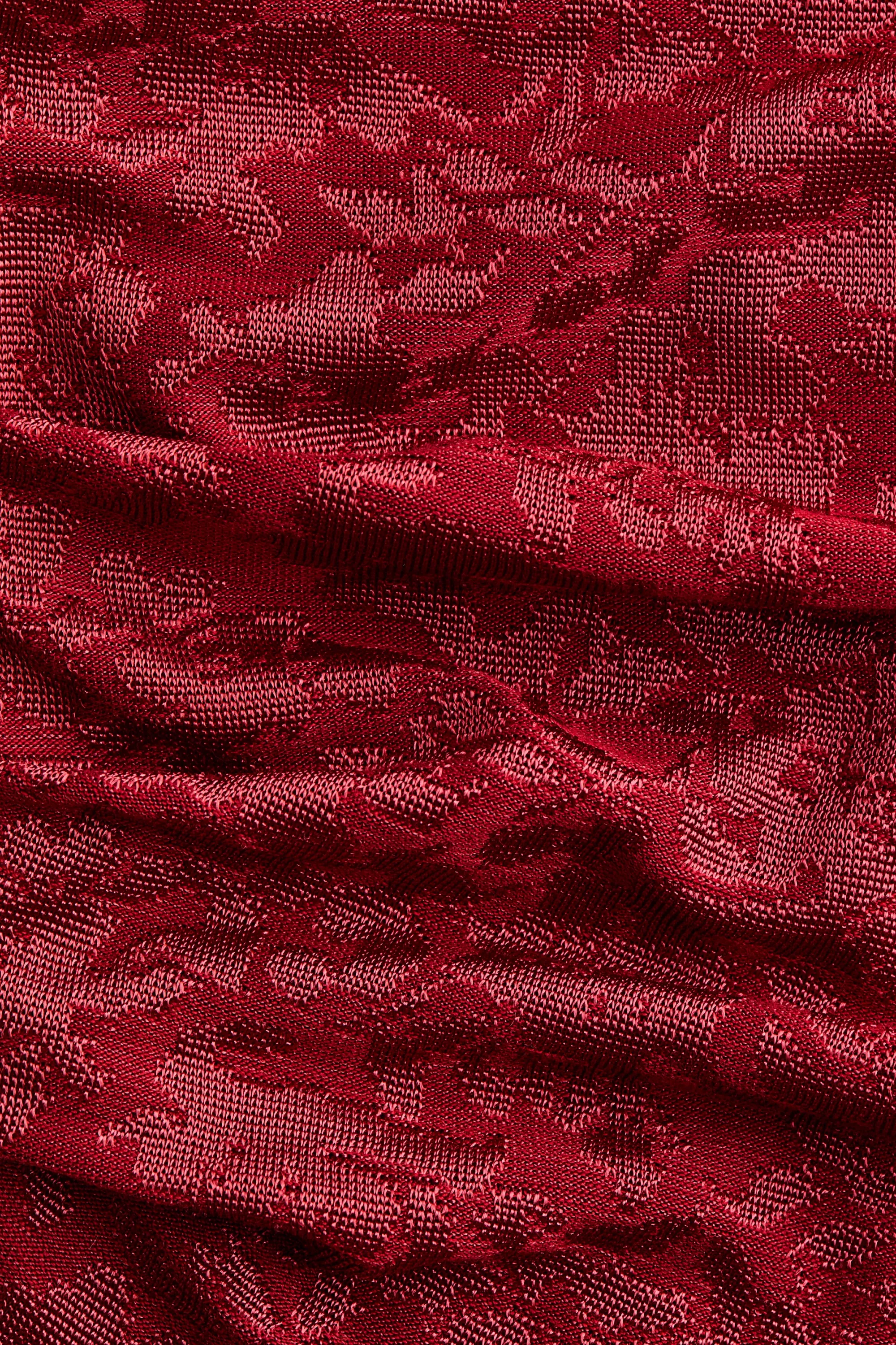 Top asymétrique en jersey jacquard - Rouge foncé