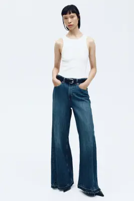 Wide High Jeans - Bleu denim — photo 1