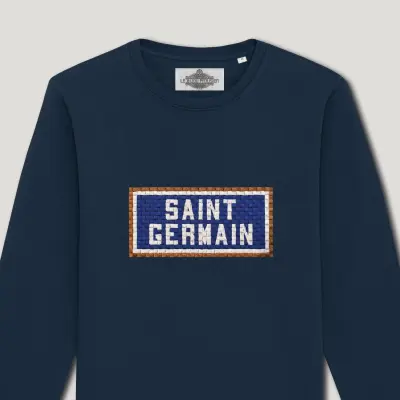 SWEAT-SHIRT COTON BIO BRODÉ - SAINT GERMAIN - NAVY — photo 2