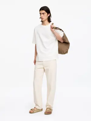T-shirt décontracté en tissu bouclé - Blanc cassé — photo 2