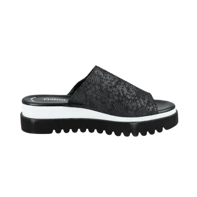 Mules Gabor 44.613.04 Noires - Cuir Texturé Talon Compensé 5 cm Grande Pointure Femme — photo 3