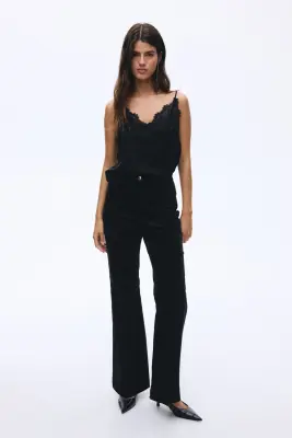 Pantalon évasé en velours - Noir — photo 1