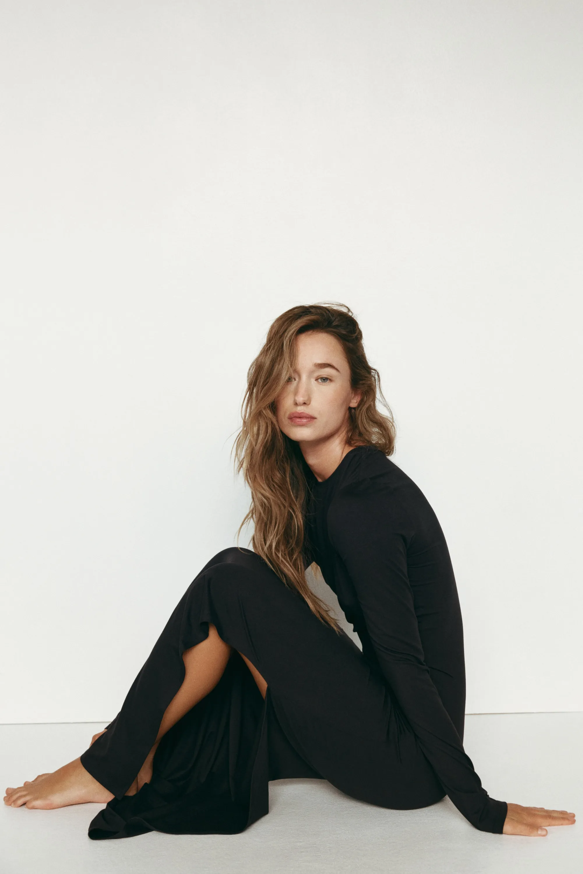 Robe en jersey brossé - Noir