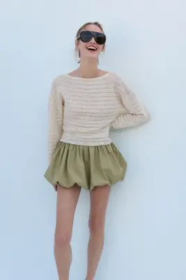 Top en maille texturée - Crème — photo 2