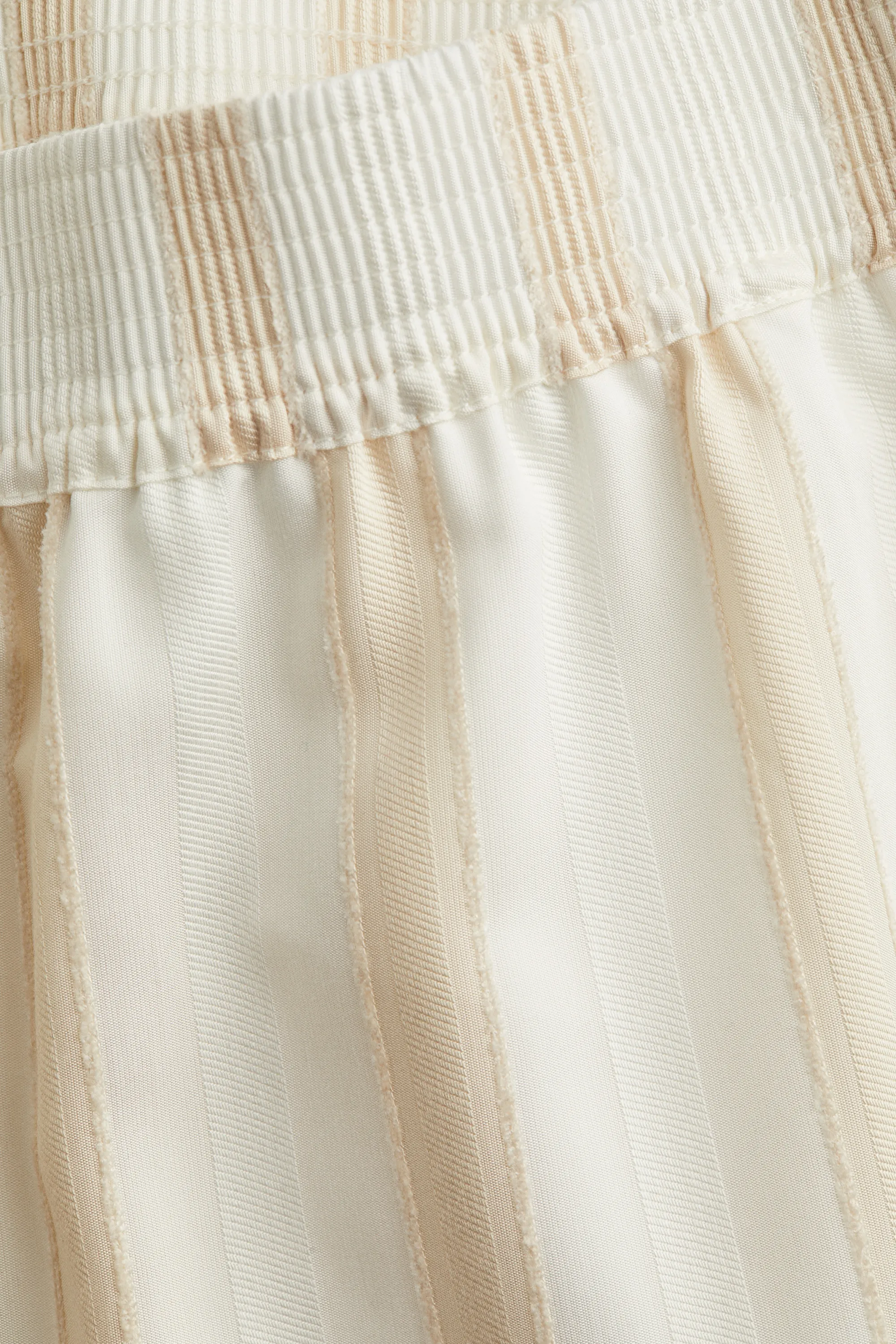 Pantalon droit avec taille élastique - Blanc/rayé