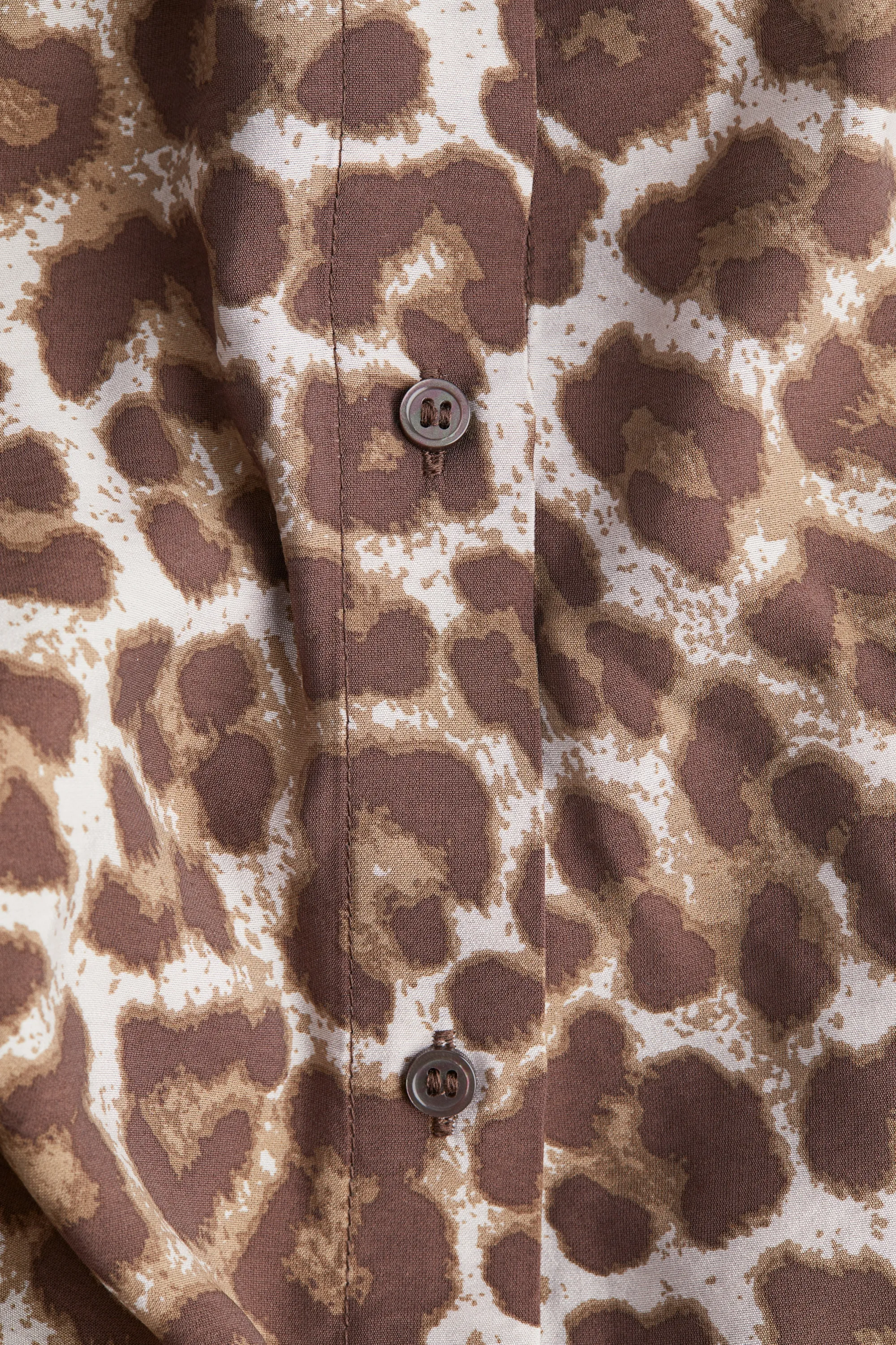 Robe à manches trompette - Marron/imprimé léopard
