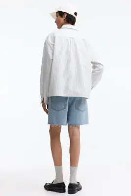 Short baggy court en denim - Bleu denim clair — photo 2