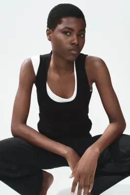 Débardeur en coton - Noir — photo 1