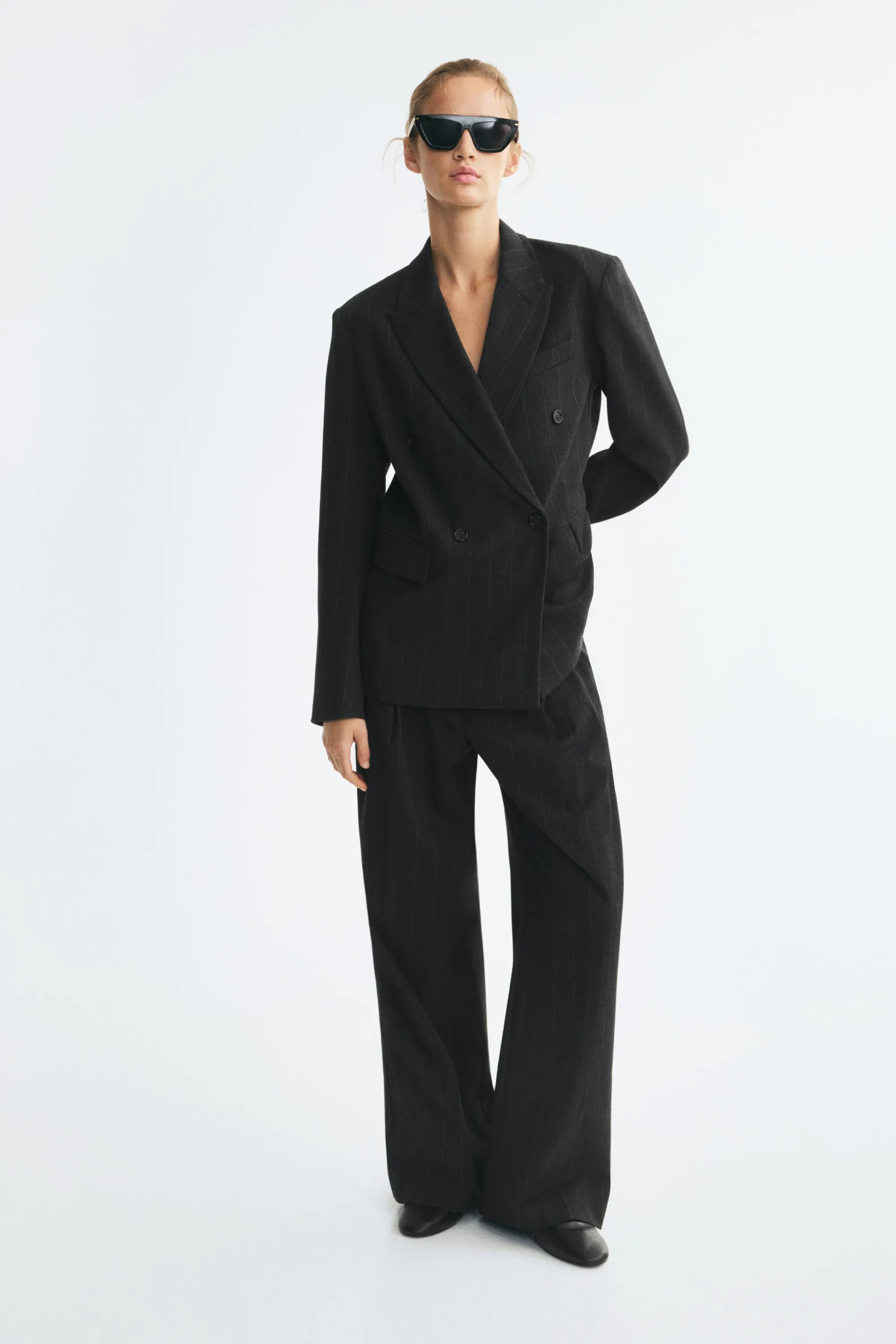 Blazer à fermeture croisée - Gris foncé/rayures tennis