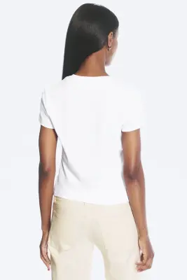 T-shirt coton ajusté manches courtes - Blanc — photo 2