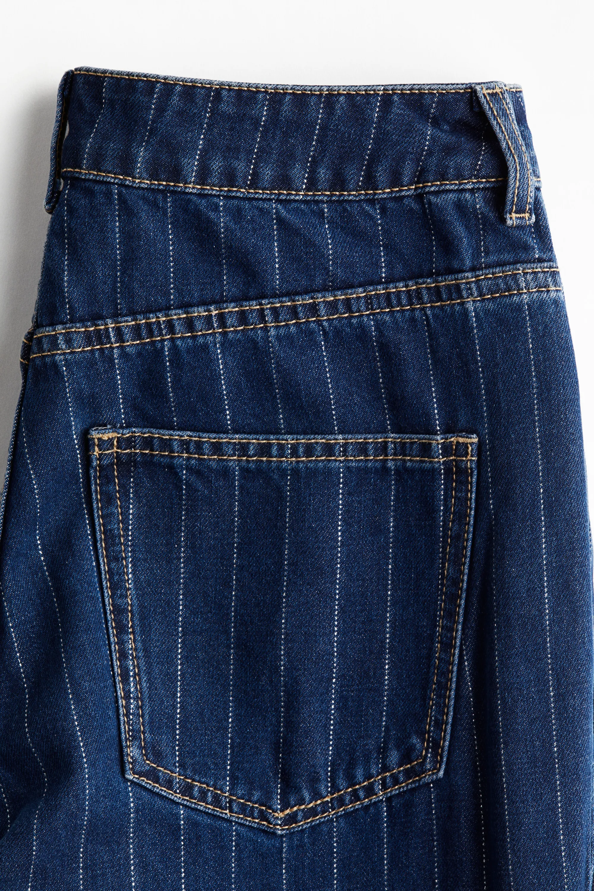 Wide Ultra High Turn-up Jeans - Bleu denim/rayures tennis