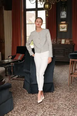 Leonard Short Coat - Grey white — photo 5