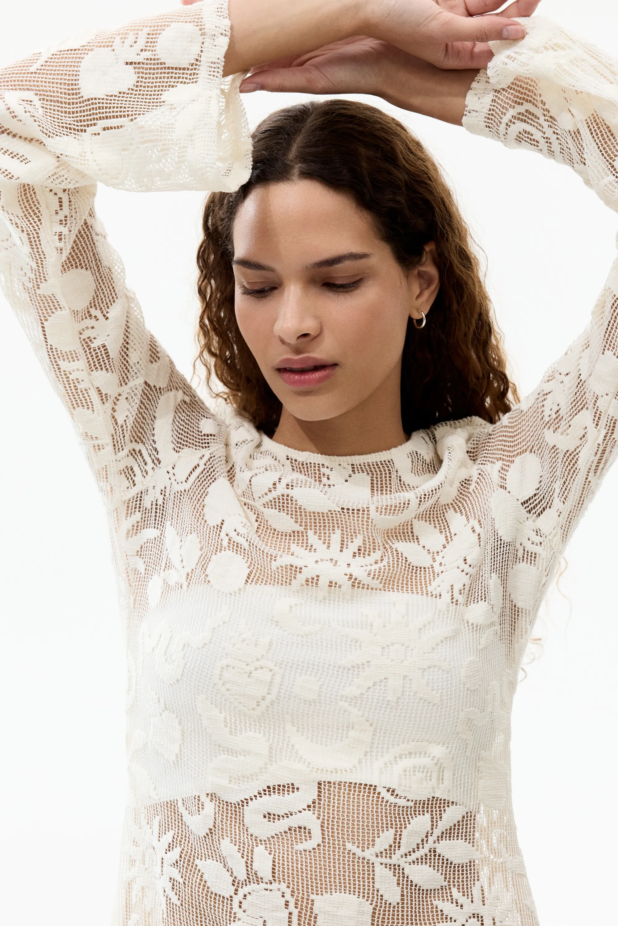 Robe en résille avec motifs - Crème