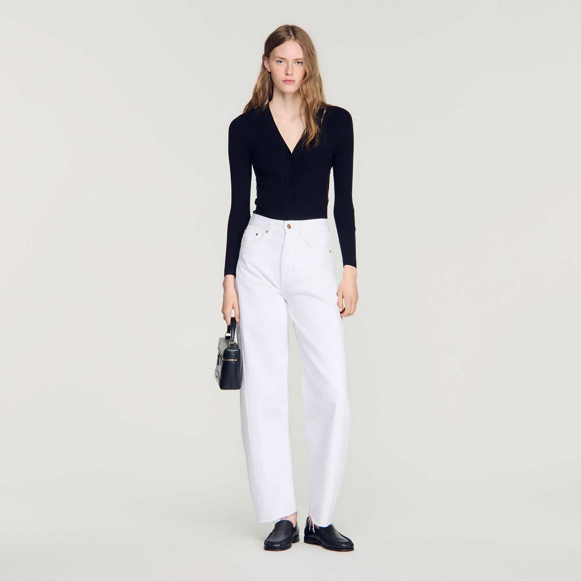 Cardigan à empiecement dentelle