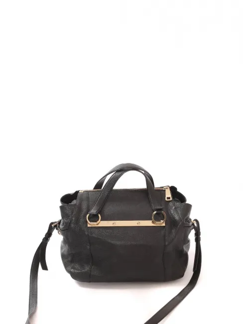 Sac à main BRIDGET en cuir grainé noir avec longue bandoulière Prix boutique 1495€
