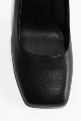 Escarpins à bout carré en cuir - Noir — photo 2