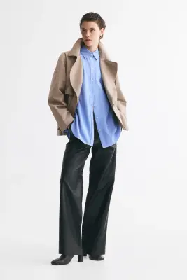 Trench-coat court avec ceinture à nouer - Taupe — photo 1