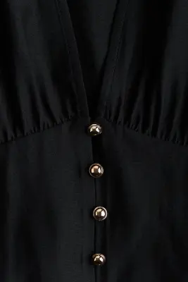 Blouse à encolure en V - Noir — photo 2