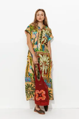 Longue robe-chemise imprimée — photo 2