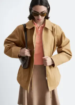 Veste utilitaire oversize à cordon de serrage - Jaune moutarde — photo 3