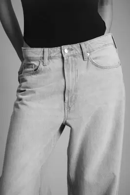Wide High Waist Jeans - Gris denim — photo 1