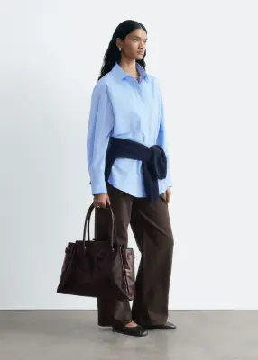 Chemise oversize en coton - Bleu — photo 4
