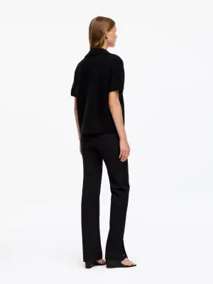 Pull polo en maille - Noir — photo 2