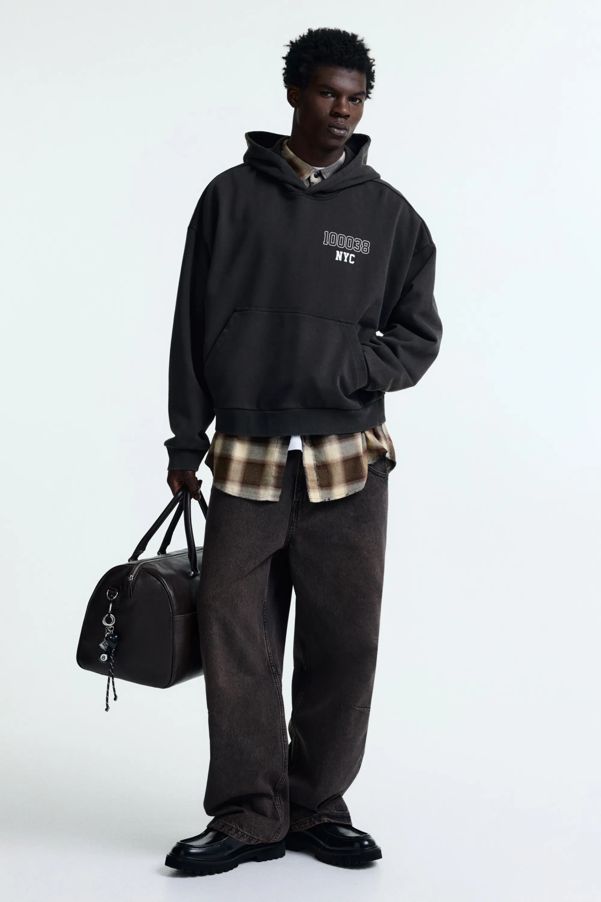 Hoodie imprimé Oversized Fit - Noir délavé/NYC