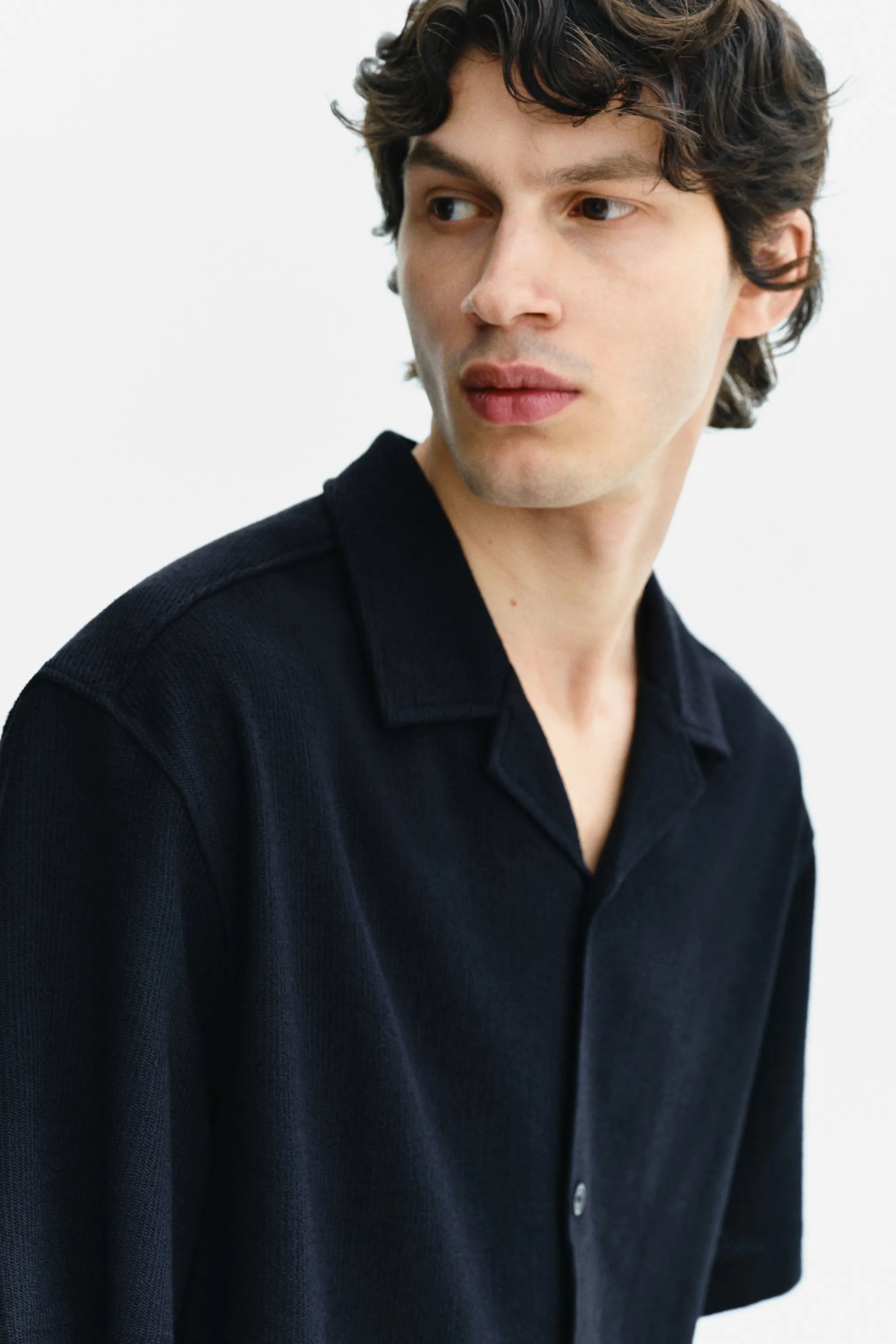 Chemise Relaxed Fit à col cubain - Noir