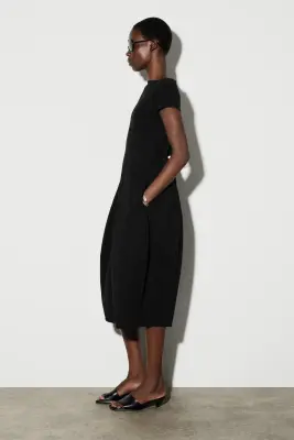 ROBE MIDI SCULPTÉE EN JERSEY - NOIR — photo 2