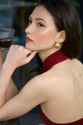Amanda Halter Knit Top - Bordeaux — photo 3