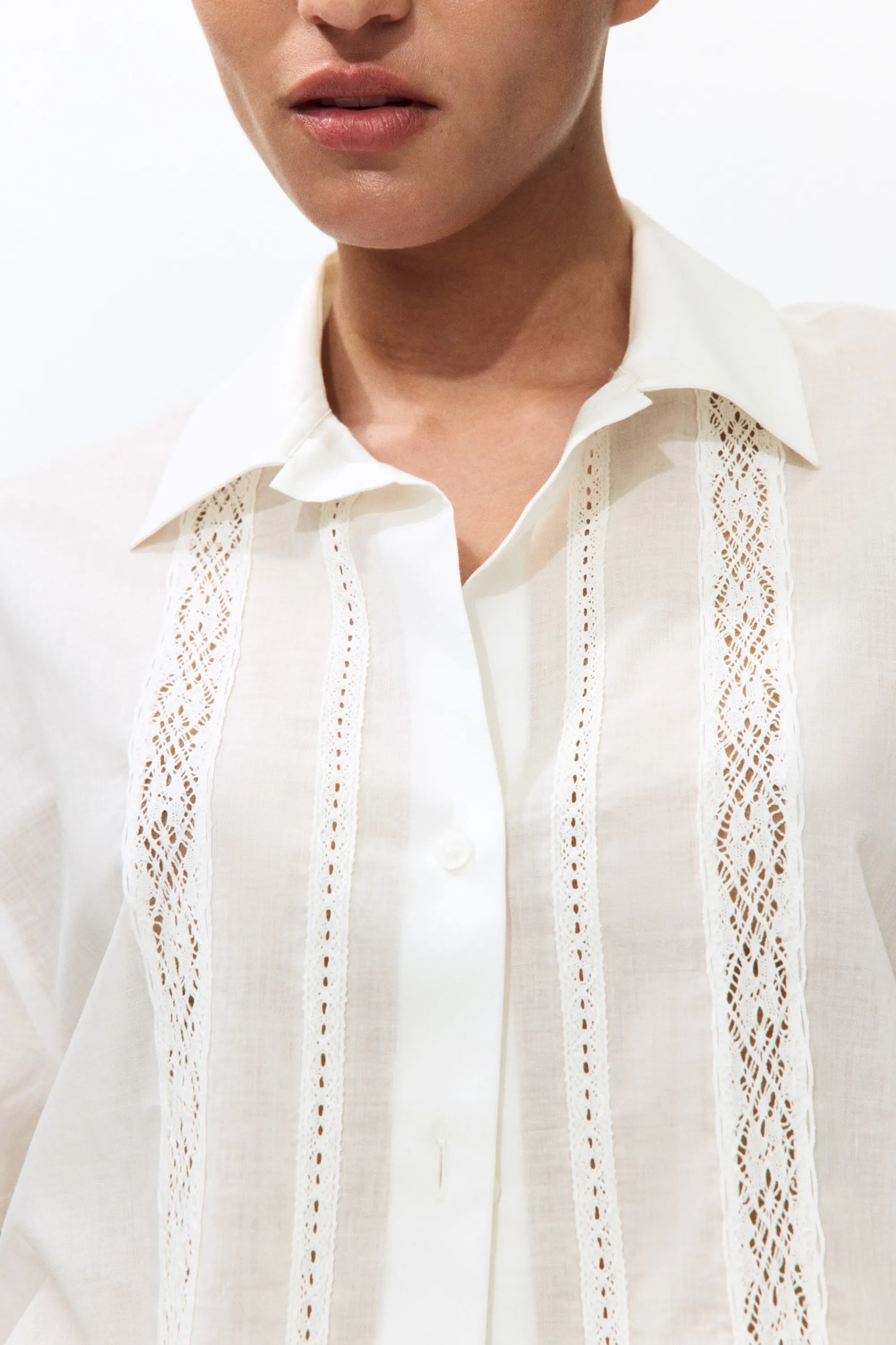 Chemise de plage avec dentelle - Blanc