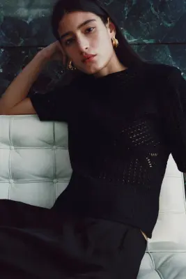 Top façon crochet - Noir — photo 2