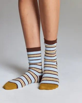 Chaussettes Ella rayures jaune et bleu — photo 2