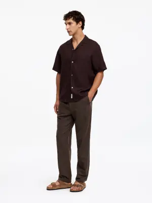Pantalon en mélange de lin - Marron — photo 2