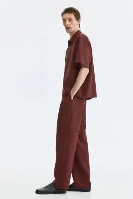 Pantalon texturé Relaxed Fit - Bordeaux — photo 4