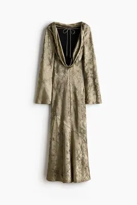 Robe en satin avec dos ouvert - Doré — photo 5