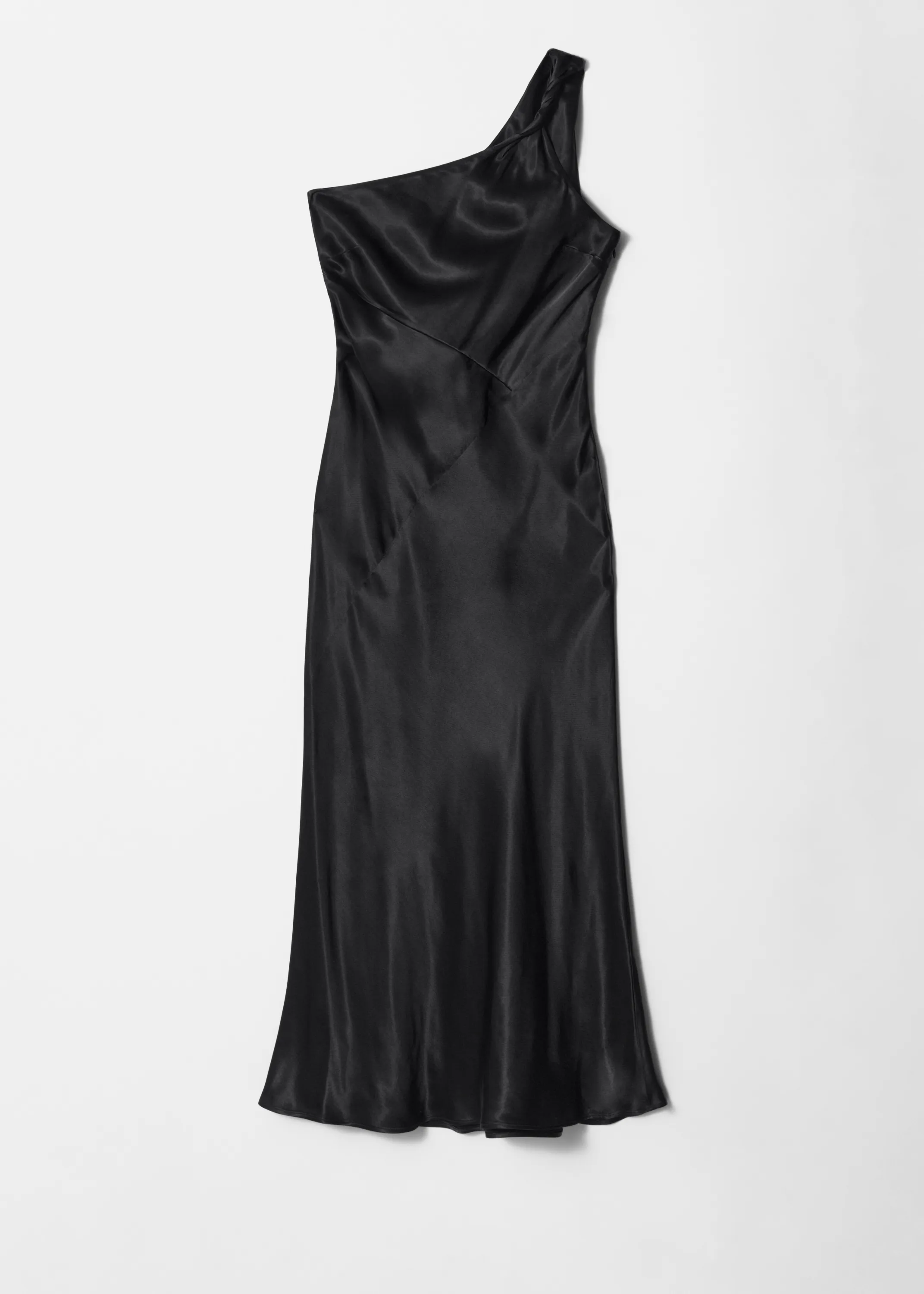 Robe midi asymétrique en satin - Noir