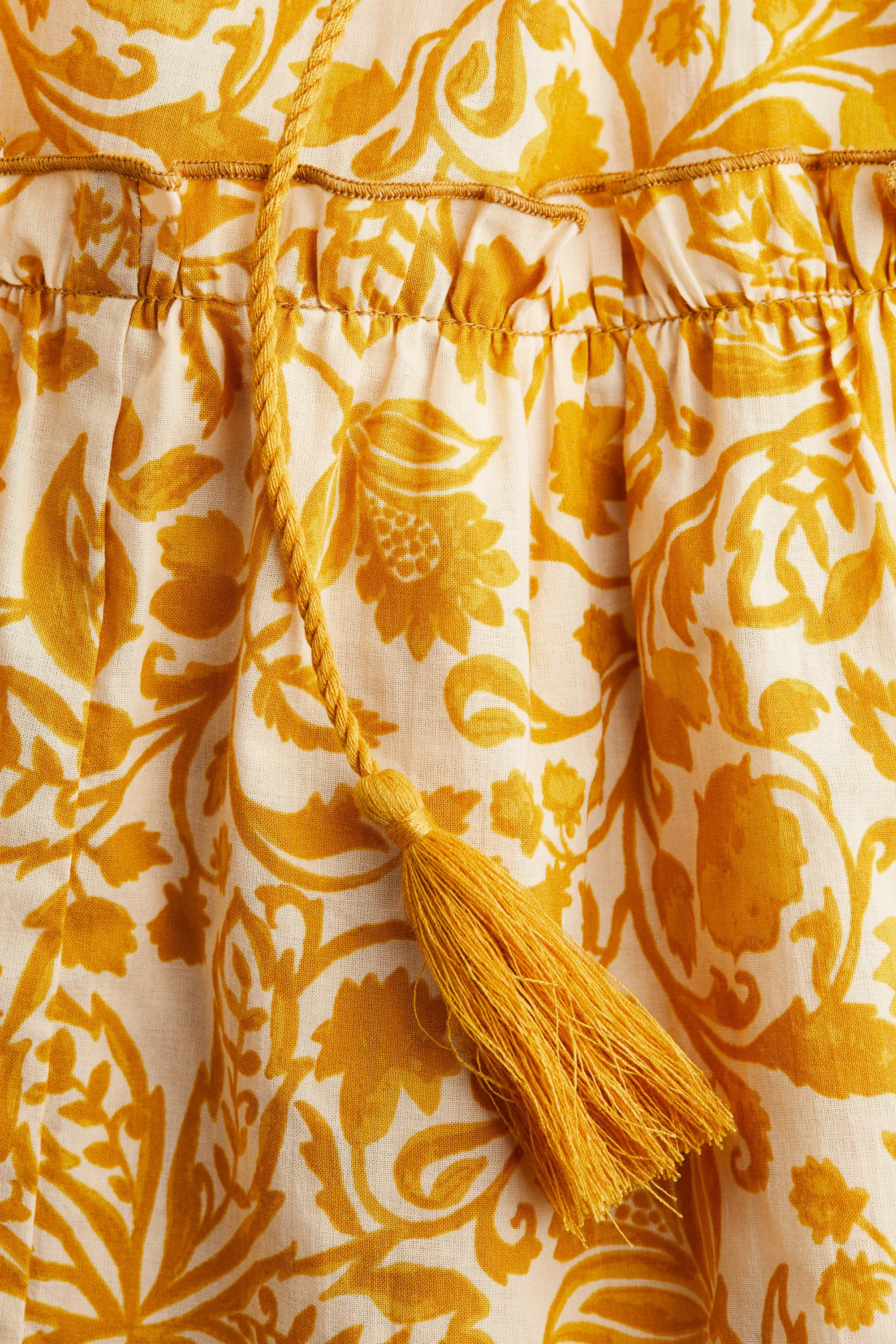 Robe volantée avec ceinture à nouer - Jaune foncé/motif