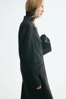 Blazer long à épaulettes - Gris foncé/rayures tennis — photo 3
