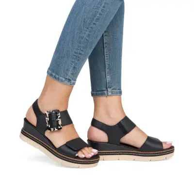 Sandales Remonte D2L53-00 Noires - Lacets Velcro Grande Pointure Femme — photo 5