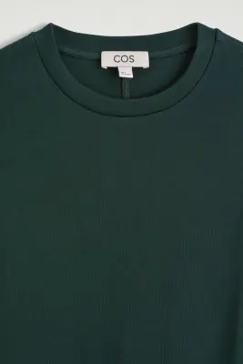 T-SHIRT OVERSIZE SILHOUETTE CARRÉE EN COTON - VERT FONCÉ — photo 5