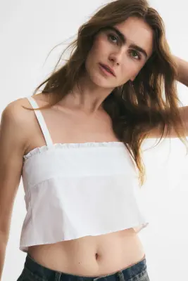 Crop top avec liens à nouer - Blanc — photo 1