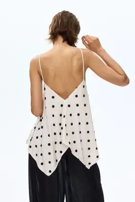Top loose à bretelles fines - Blanc/pois — photo 3