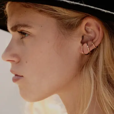 Ear cuff Illusion doré 2 cm – BDM Studio — photo 3