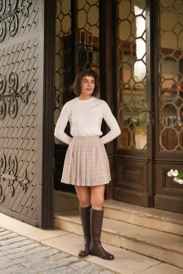 Iris Pleat Skirt - Purple plaid — photo 1